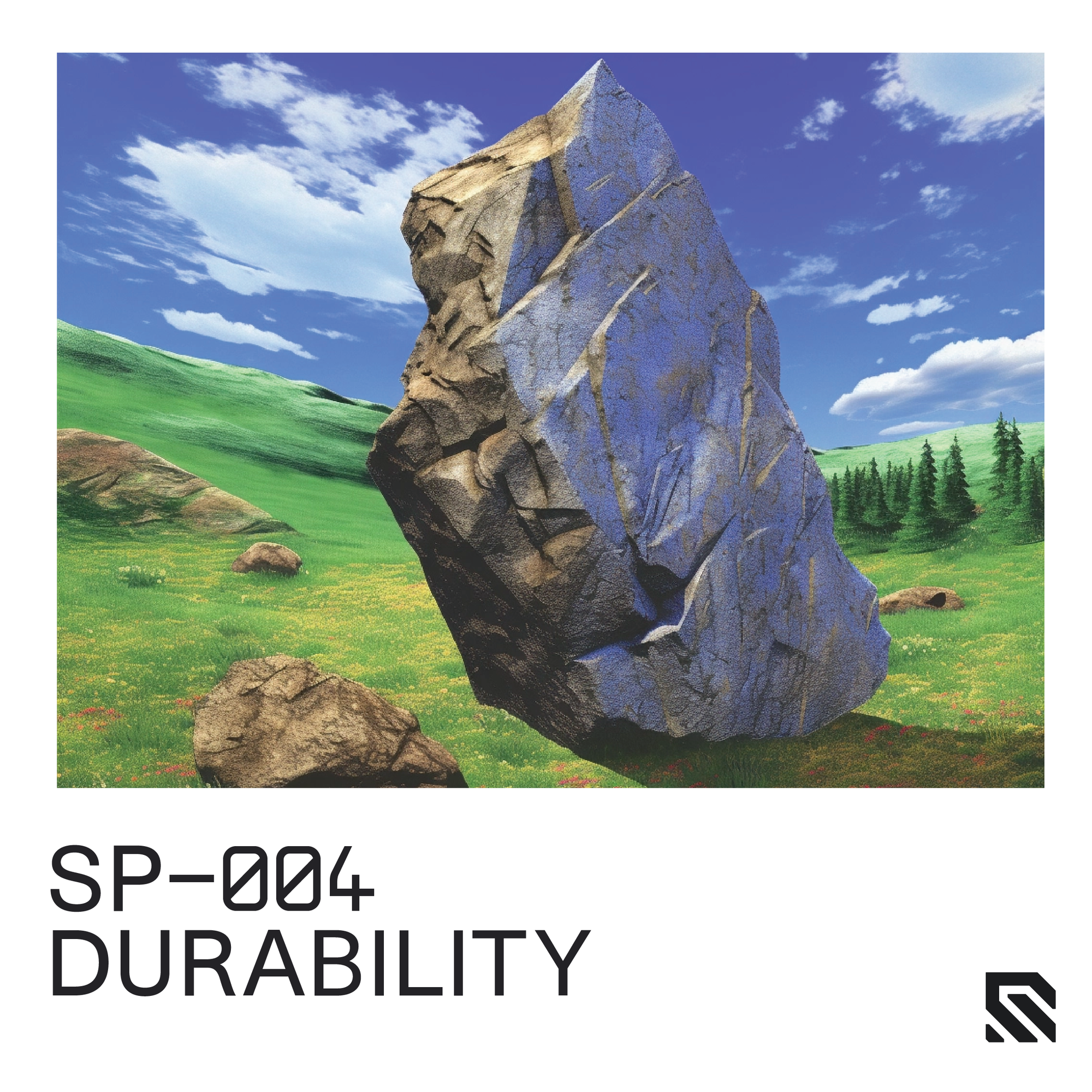 WALLHACK SP-004 Durable Rock in a green hillside landscape from a digital game