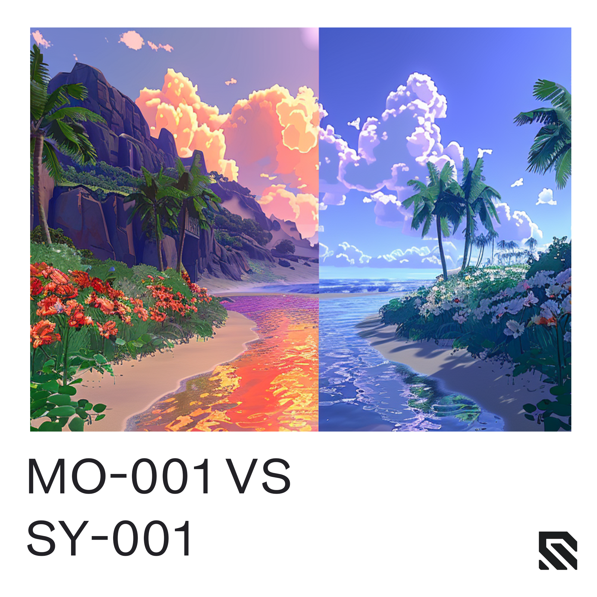 Wallhack MO-001 vs SY-001 Comparison between two environments red and blue, day and dusk