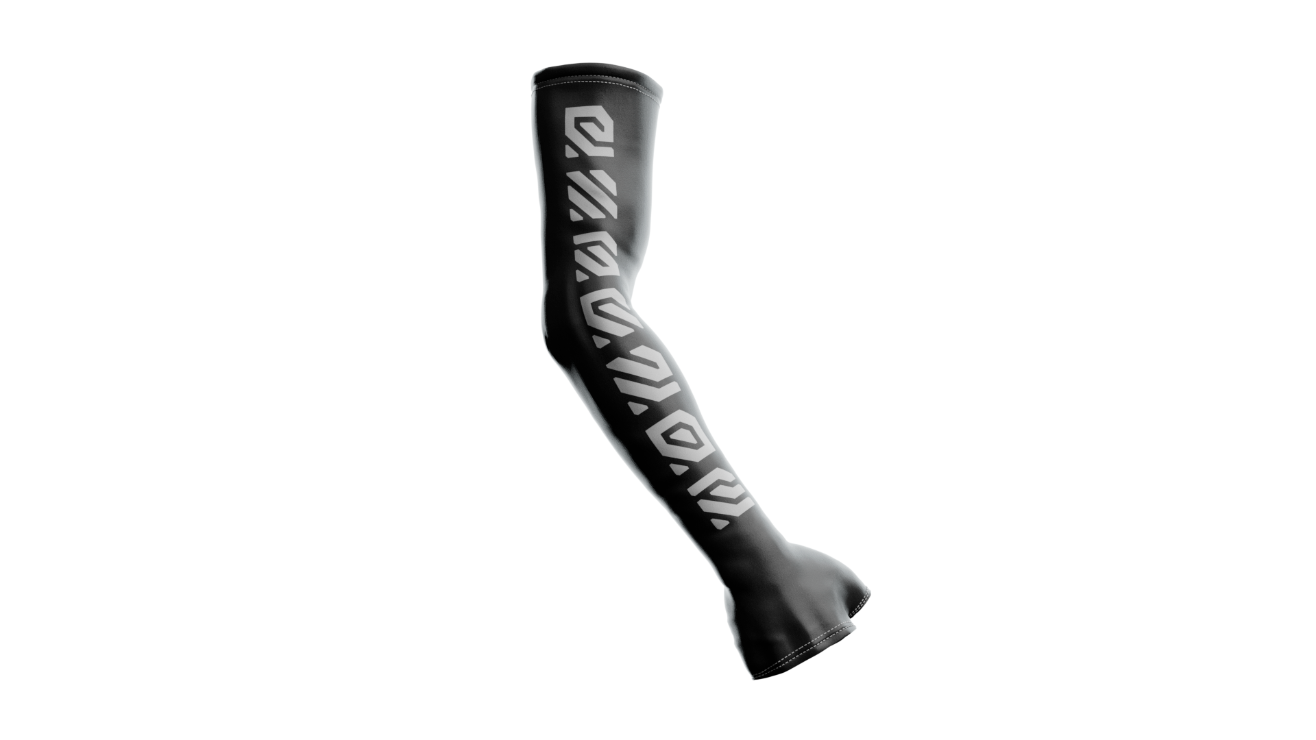 A black and white color gaming compression arm sleeve with glove