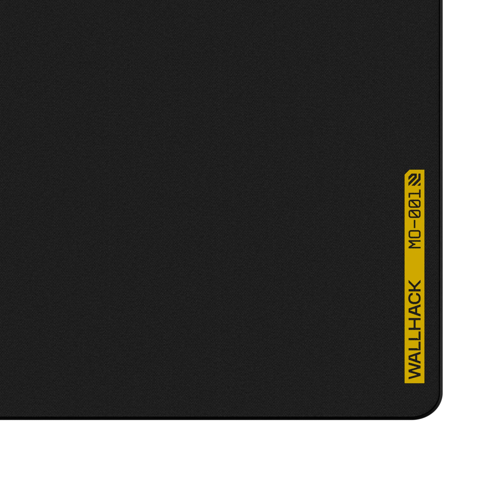 Black mouse pad with yellow 'Wallhack' branding on a white background