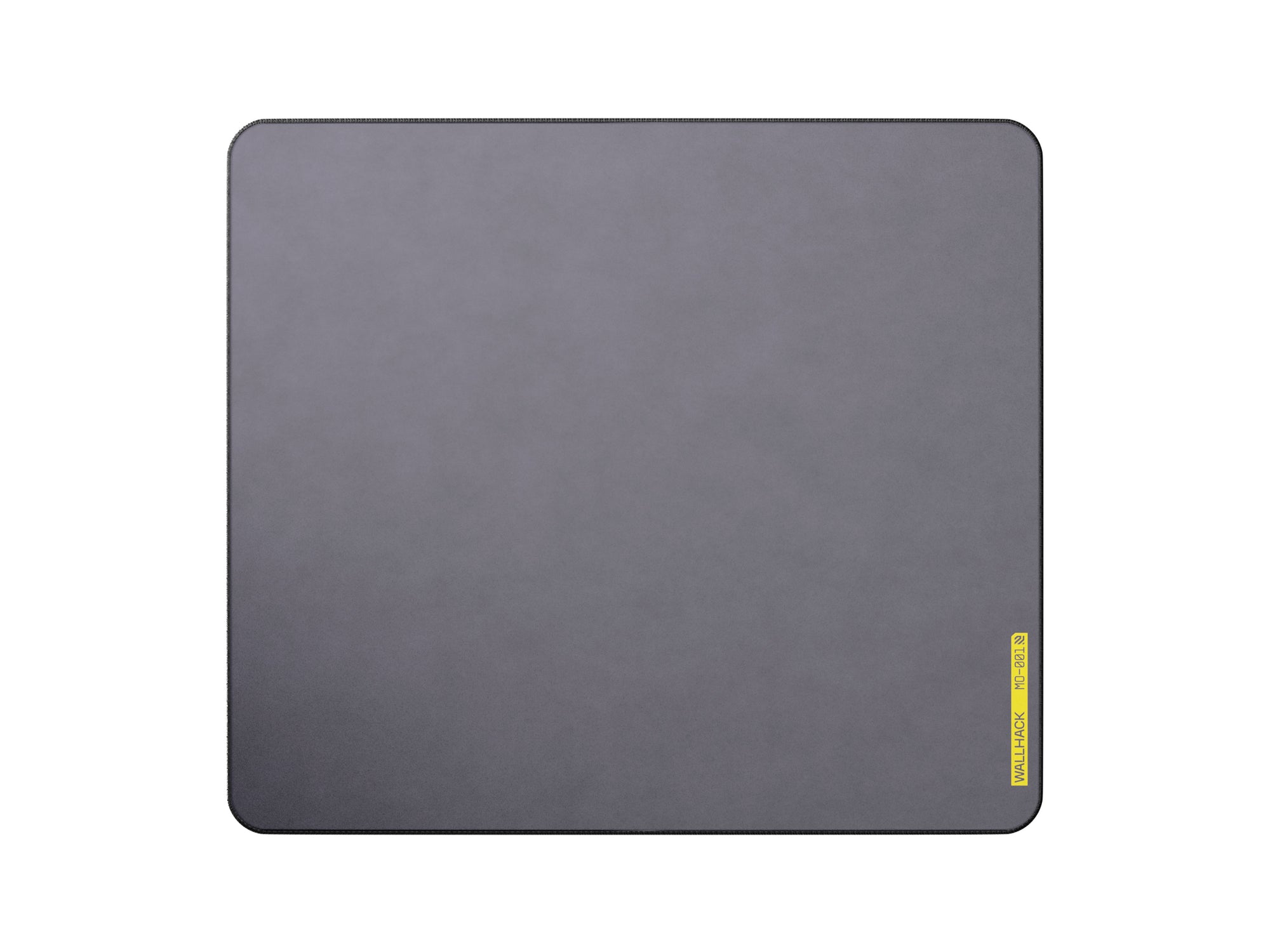 Black colored WALLHACK MO-001 Mouse Pad from the front angle with a yellow logo