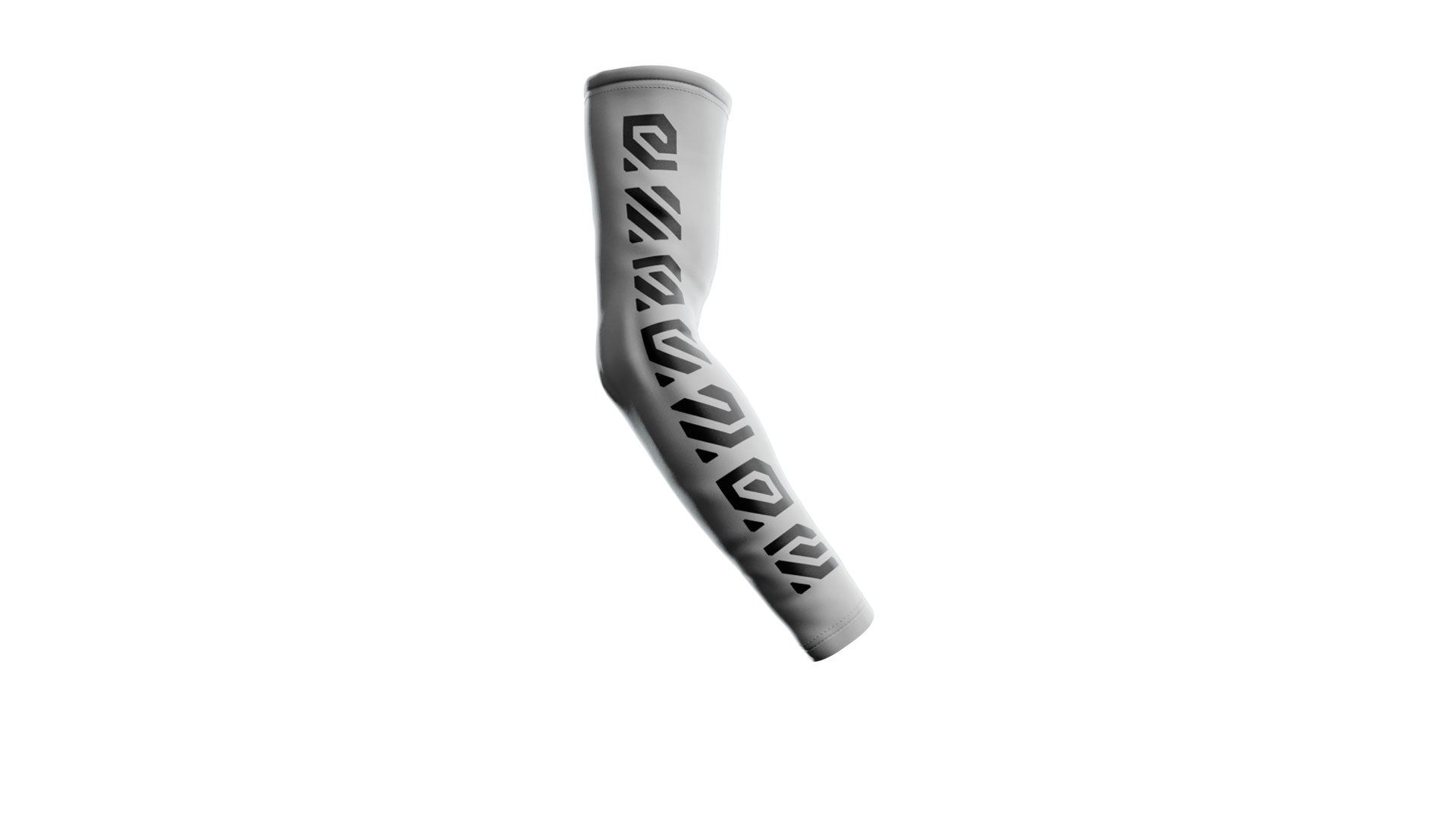 A white and black gaming arm compression sleeve with minimal design